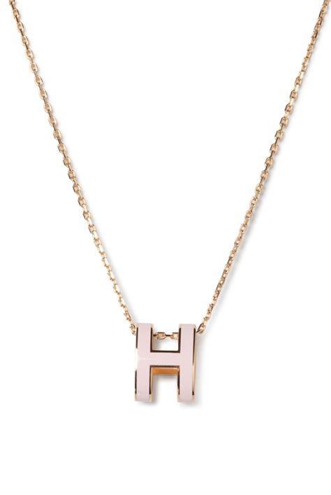 hermes pink h necklace